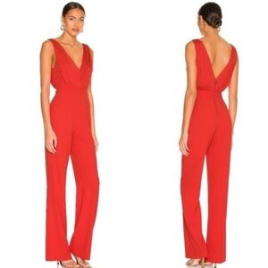 Alice+ Olivia NWT Gale V-Neck Jumpsuit In Bright Poppy